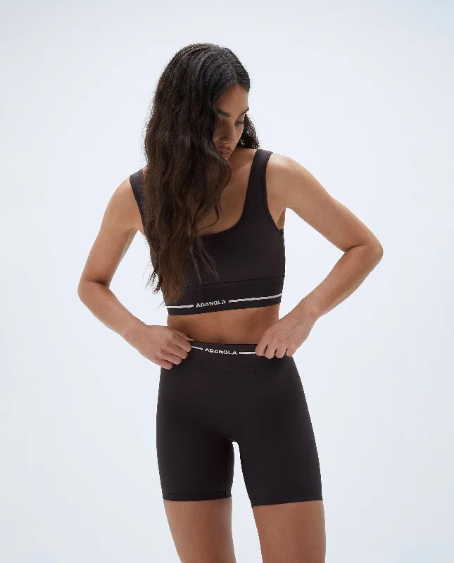 Branded Ultimate Crop Shorts - Coffee Bean/Cream