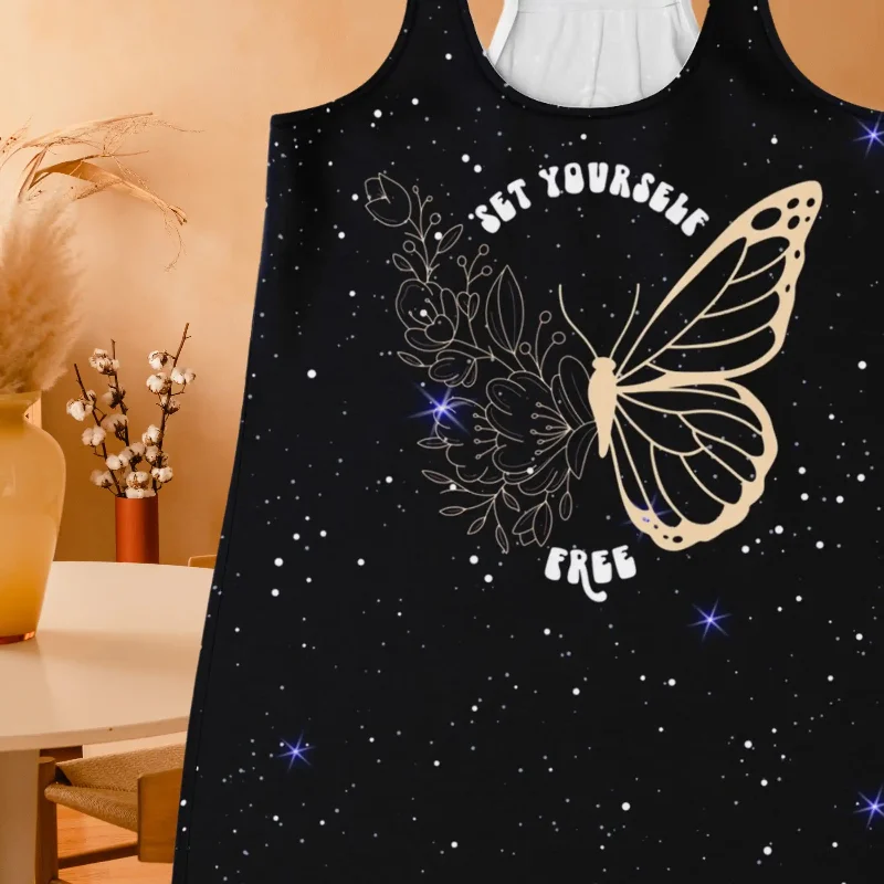 FLORAL BUTTERFLY RACERBACK TANK TOP