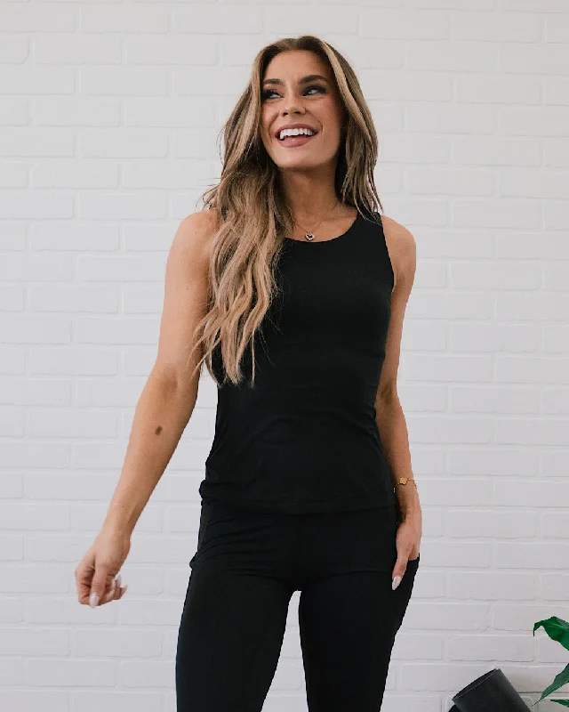 Rae Mode Round Neck Yoga Tank - Black