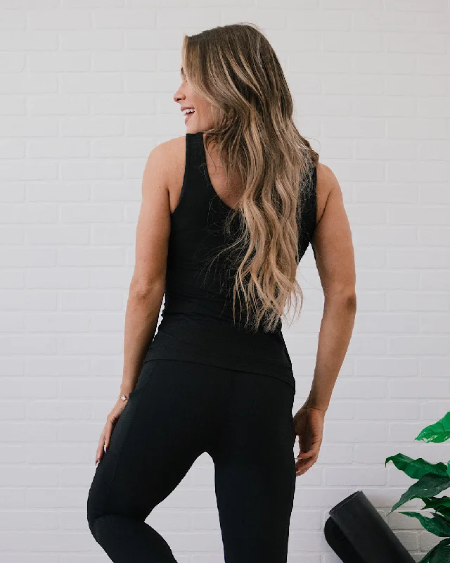 Rae Mode Round Neck Yoga Tank - Black