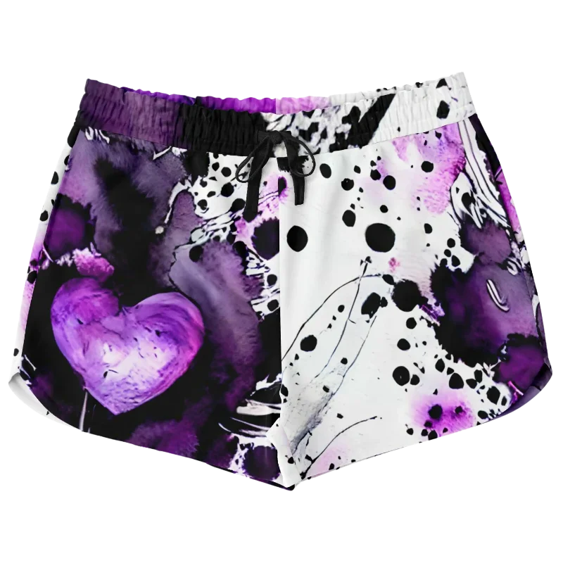 PURPLE HEART ARTWORK YOGA SHORTS