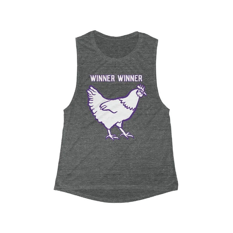 Women's Flowy Scoop Muscle Tank - Winner Winner Chicken Dinner