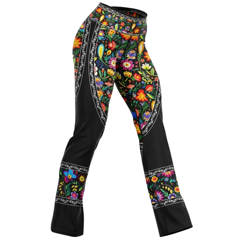 MEXICAN FLORAL FIESTA YOGA FLARE LEGGINGS