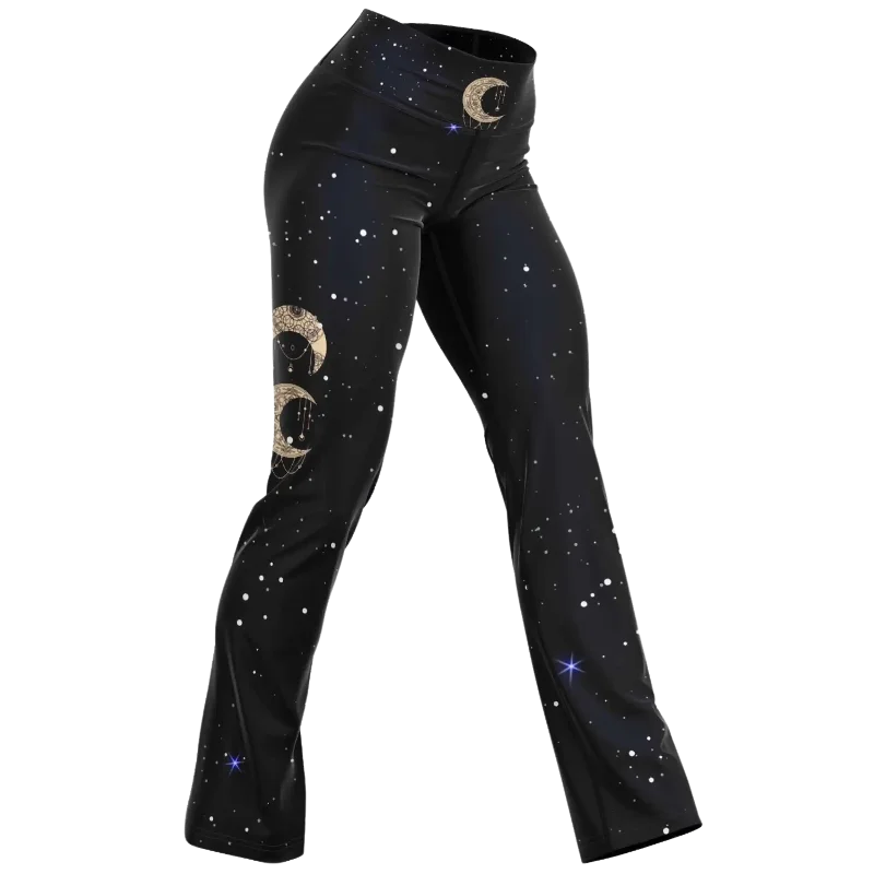 NIGHT SKY BOHO MANDALA YOGA FLARE LEGGINGS