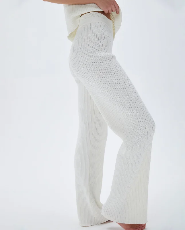 Rib Knit Pants - Marshmallow White