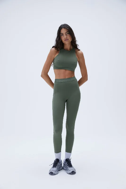 Ultimate Branded Pocket Leggings - Khaki Green