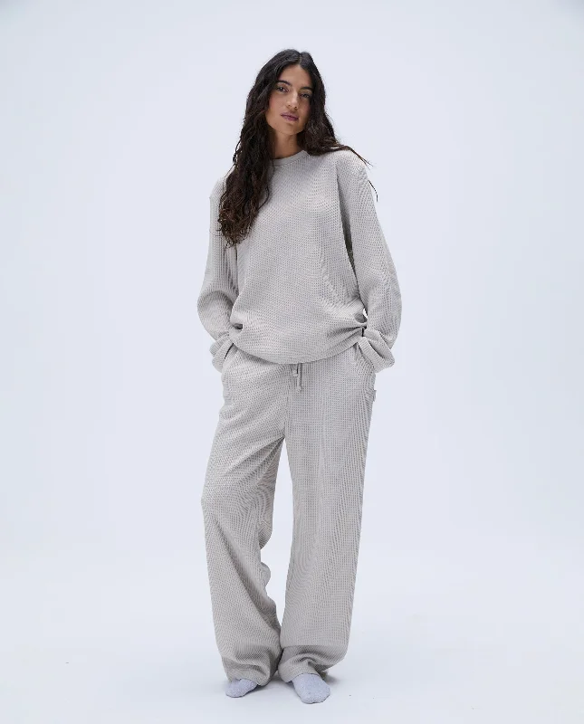 Waffle Straight Leg Lounge Pants - Stone