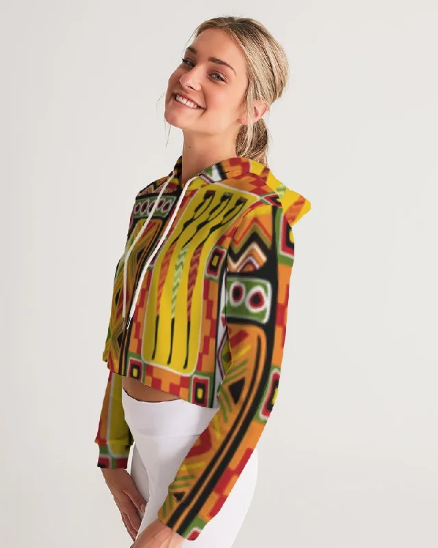 AKH African Mural Art Women's Cropped Hoodie