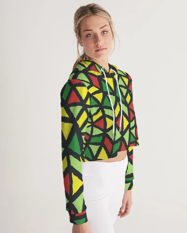 AKH African Symmetry Art Women's Cropped Hoodie