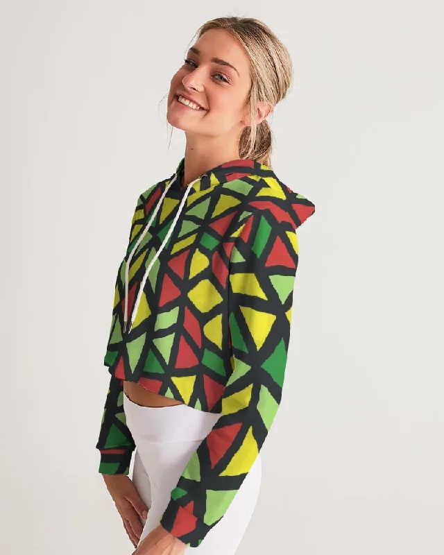 AKH African Symmetry Art Women's Cropped Hoodie