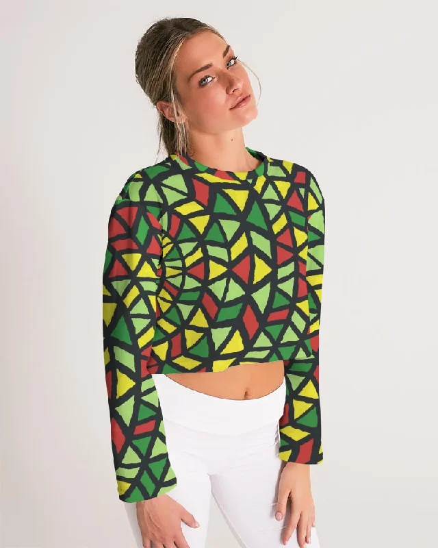 AKH African Symmetry Art Women's Cropped Sweatshirt