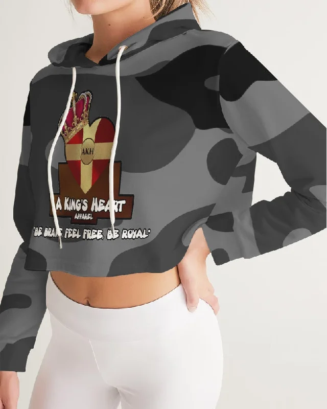 AKH Black Camouflage Women's Cropped Hoodie