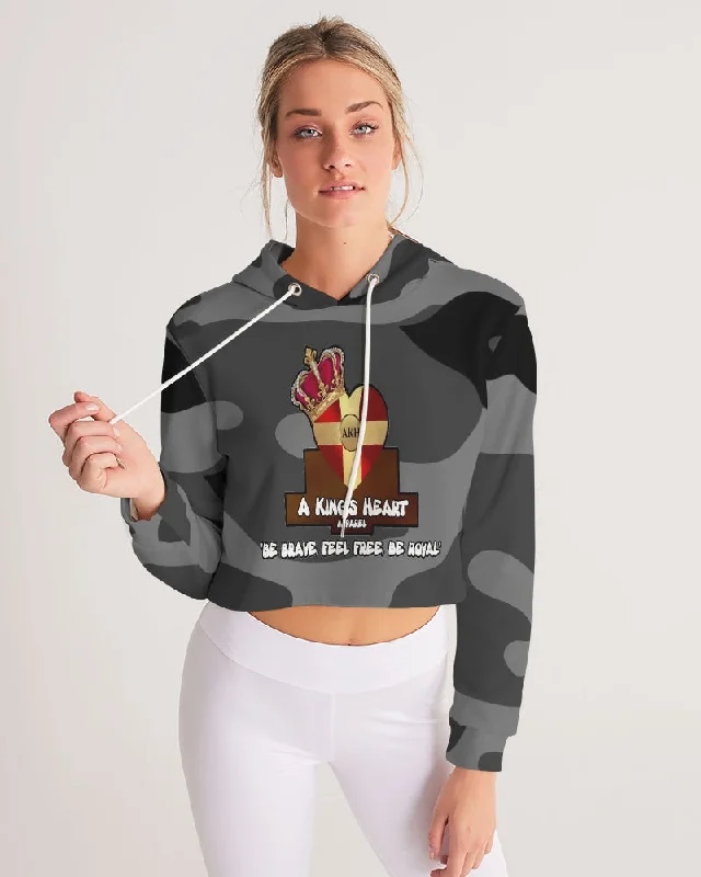 AKH Black Camouflage Women's Cropped Hoodie