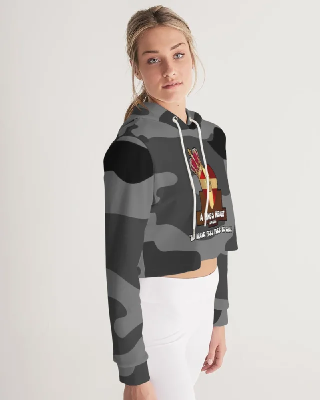 AKH Black Camouflage Women's Cropped Hoodie