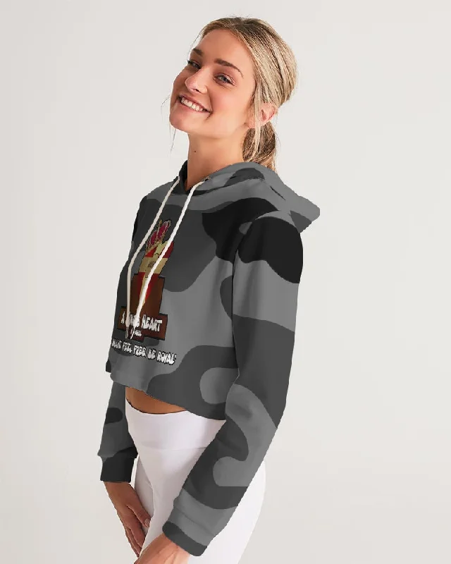 AKH Black Camouflage Women's Cropped Hoodie