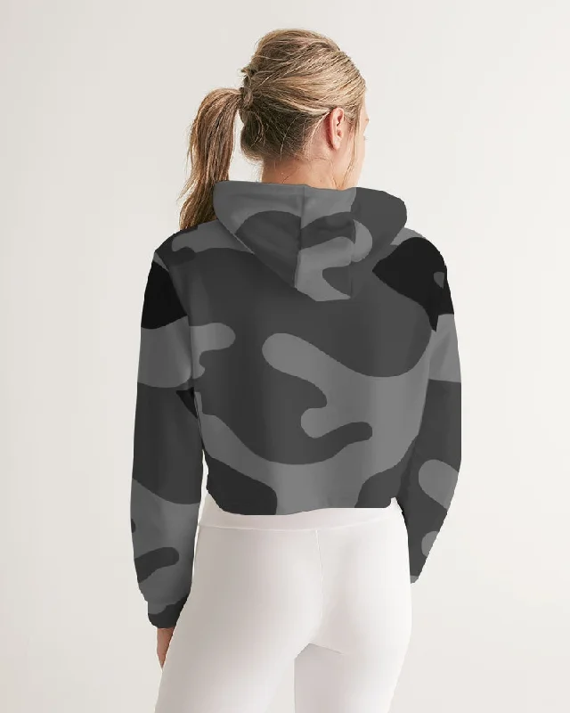 AKH Black Camouflage Women's Cropped Hoodie