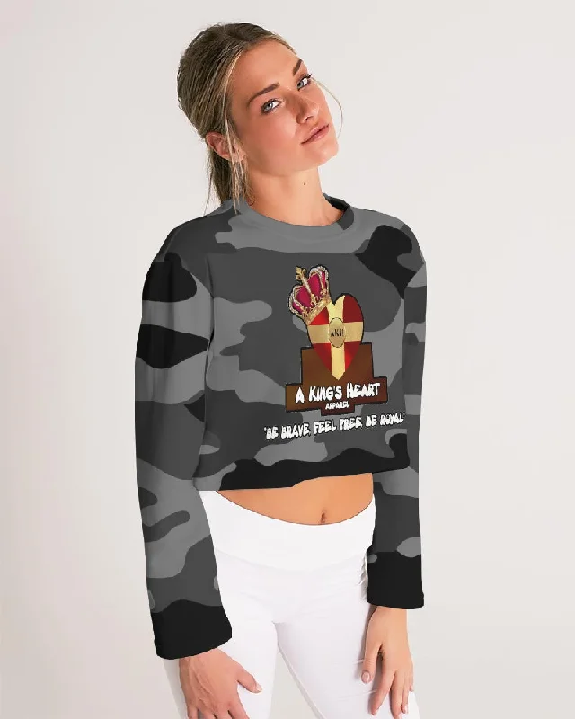 AKH Black Camouflage Women's Cropped Sweatshirt