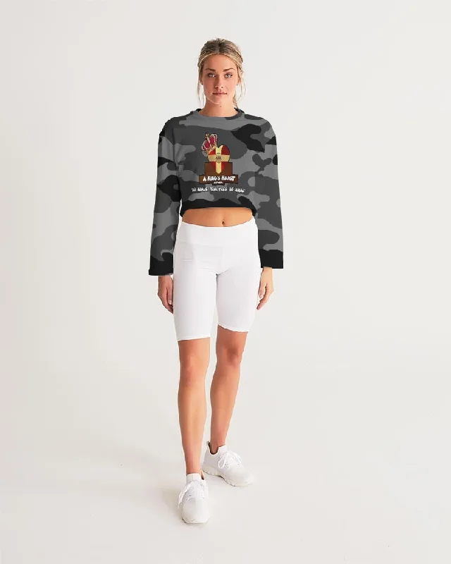 AKH Black Camouflage Women's Cropped Sweatshirt