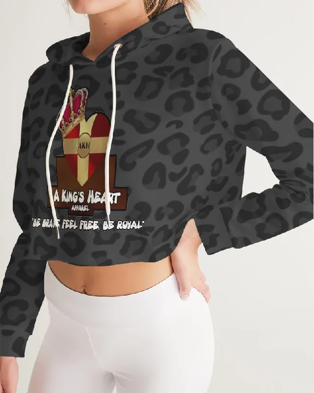 AKH Black Leopard Women's Cropped Hoodie