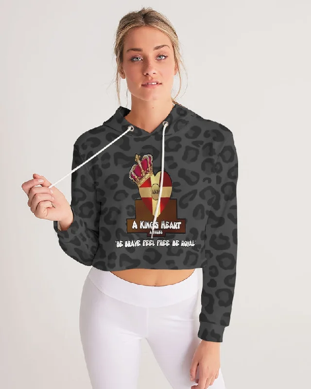 AKH Black Leopard Women's Cropped Hoodie