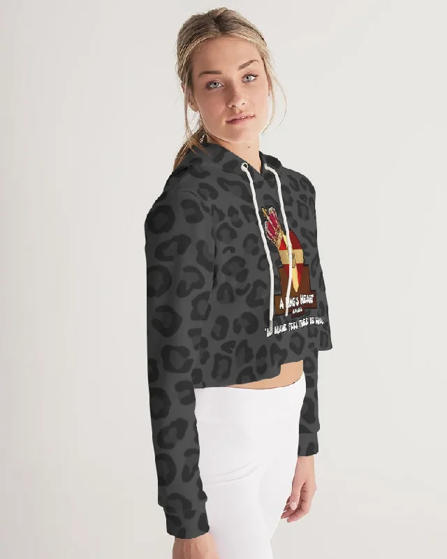 AKH Black Leopard Women's Cropped Hoodie