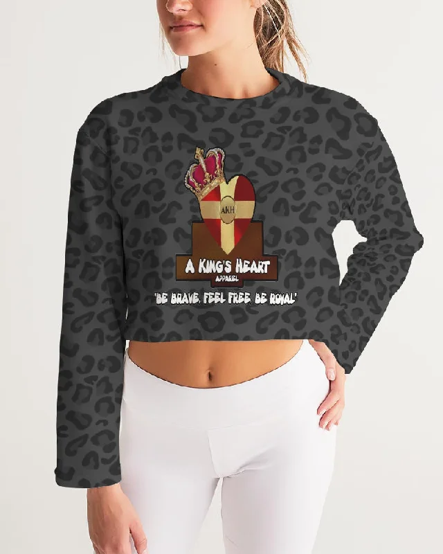 AKH Black Leopard Women's Cropped Sweatshirt