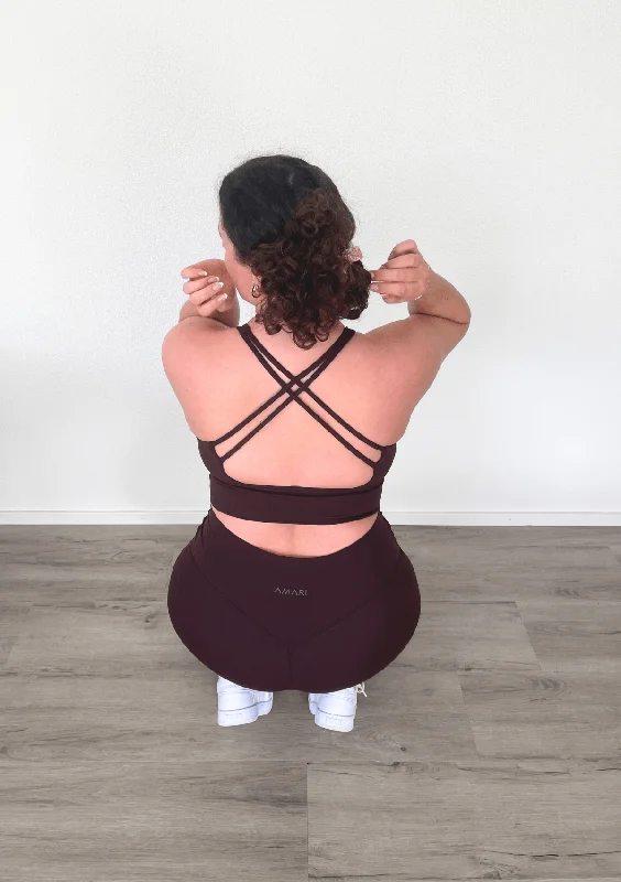 Cross Back Sports Bra - Espresso