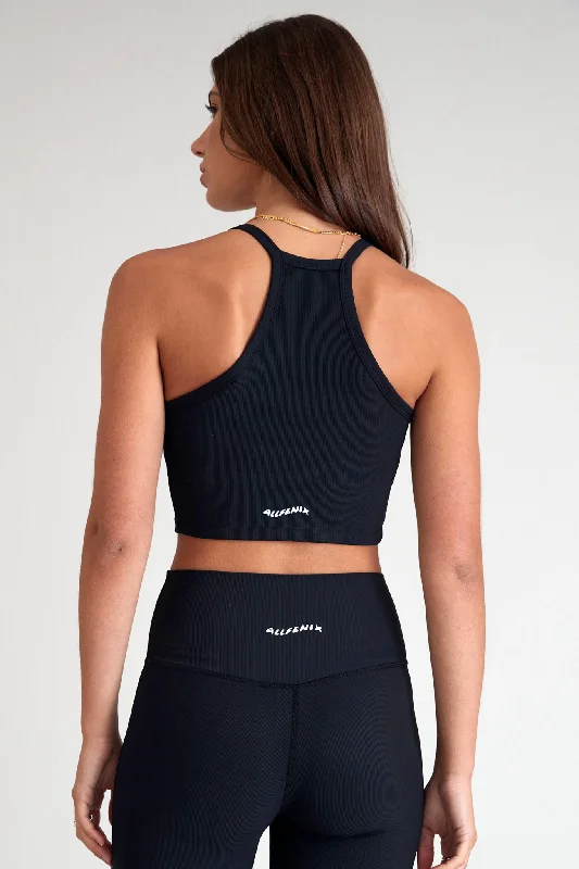 Eco Rib Strap Racer Crop (Black)