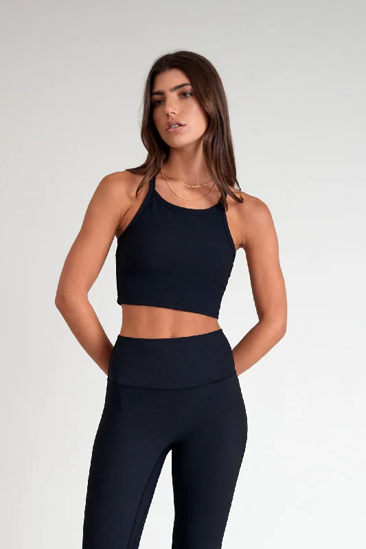 Eco Rib Strap Racer Crop (Black)