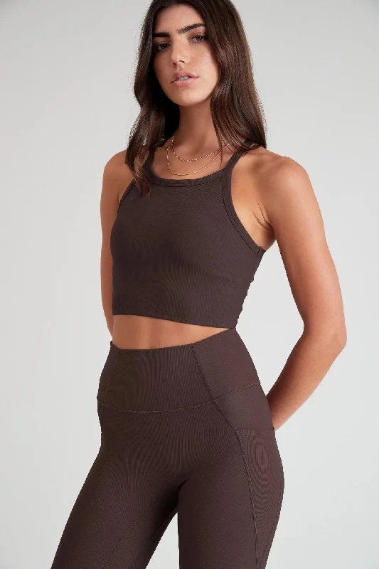 Eco Rib Strap Racer Crop (Espresso)