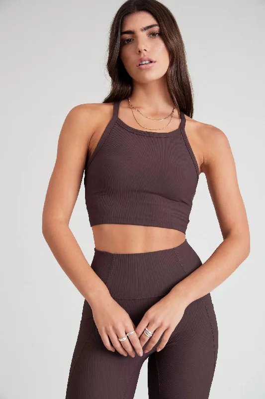 Eco Rib Strap Racer Crop (Espresso)