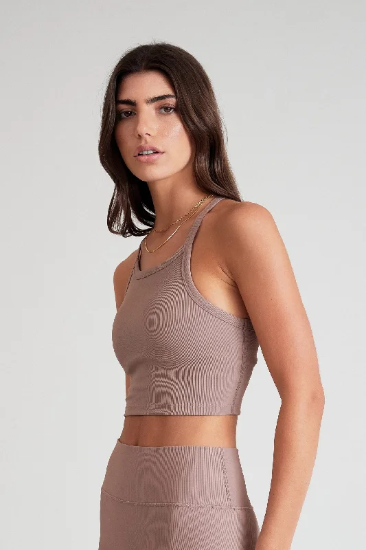 Eco Rib Strap Racer Crop (Latte)