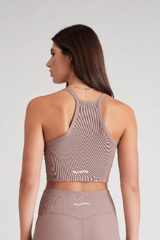 Eco Rib Strap Racer Crop (Latte)