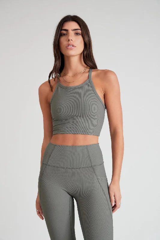 Eco Rib Strap Racer Crop (Olive)