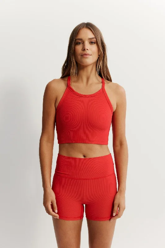 Eco Rib Strap Racer Crop (Watermelon)