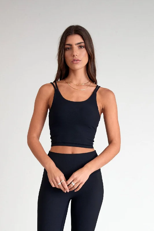 Eco Rib Strappy Crop (Black)