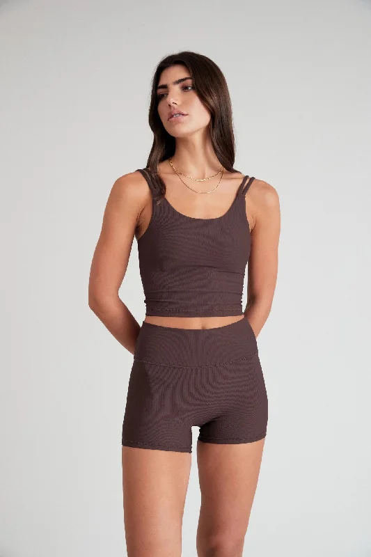 Eco Rib Strappy Crop (Espresso)