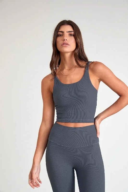 Eco Rib Strappy Crop (Steel)