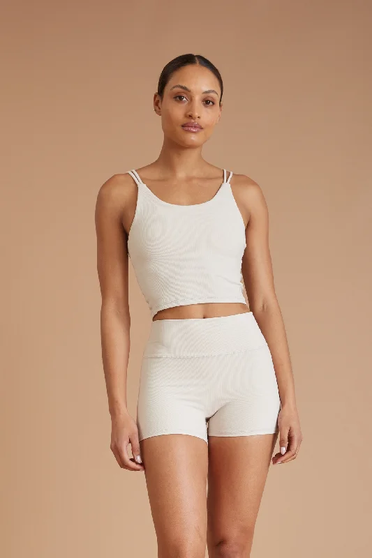 Eco Rib Strappy Crop (Stone)