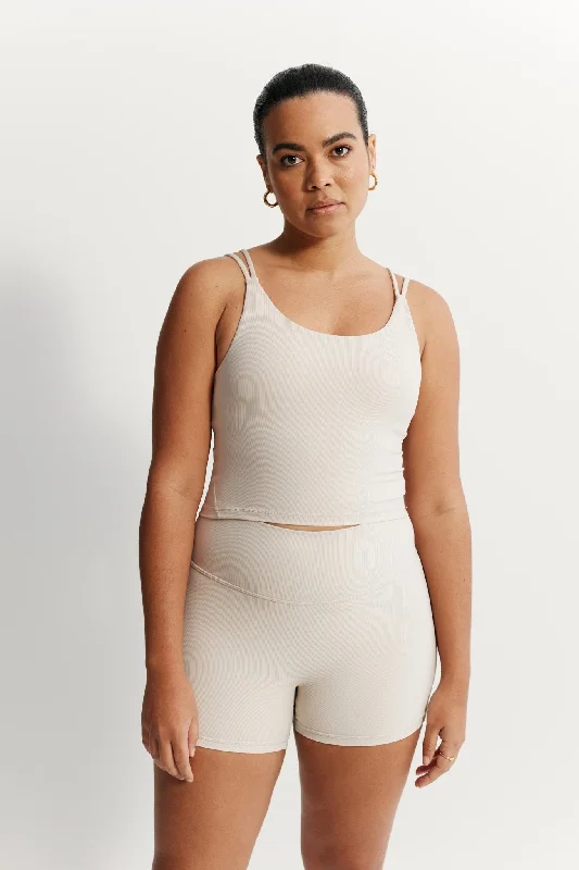 Eco Rib Strappy Crop (Stone)