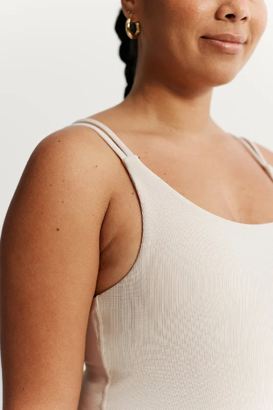 Eco Rib Strappy Crop (Stone)