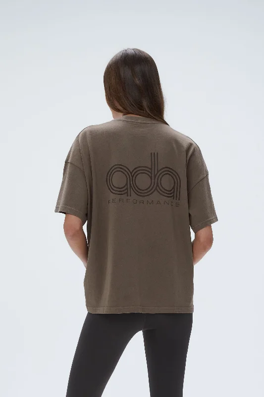 Performance Washed Short Sleeve Boxy T-shirt - Cocoa Brown