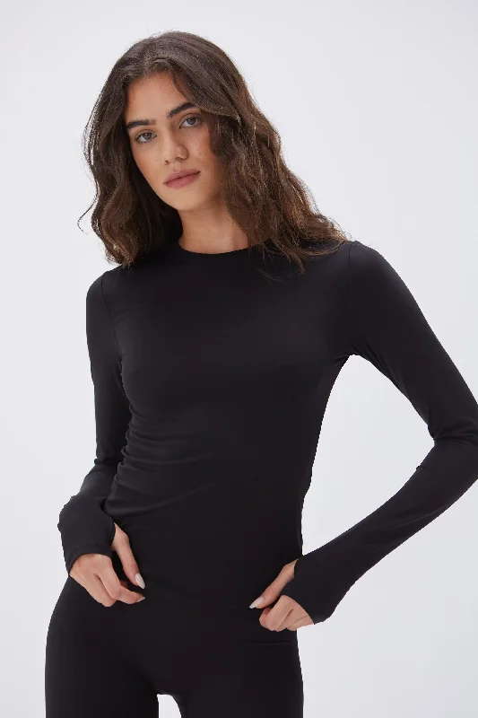 Ultimate Long Sleeve Longline Top - Black