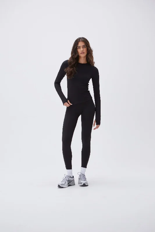 Ultimate Long Sleeve Longline Top - Black