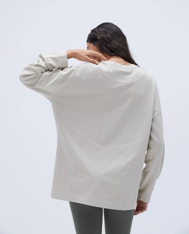 Washed Long Sleeve Oversized T-shirt - Stone