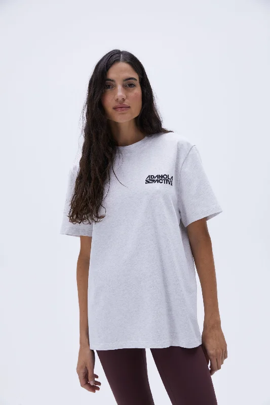 Retro Sport Short Sleeve Oversized T-shirt - Light Grey Melange