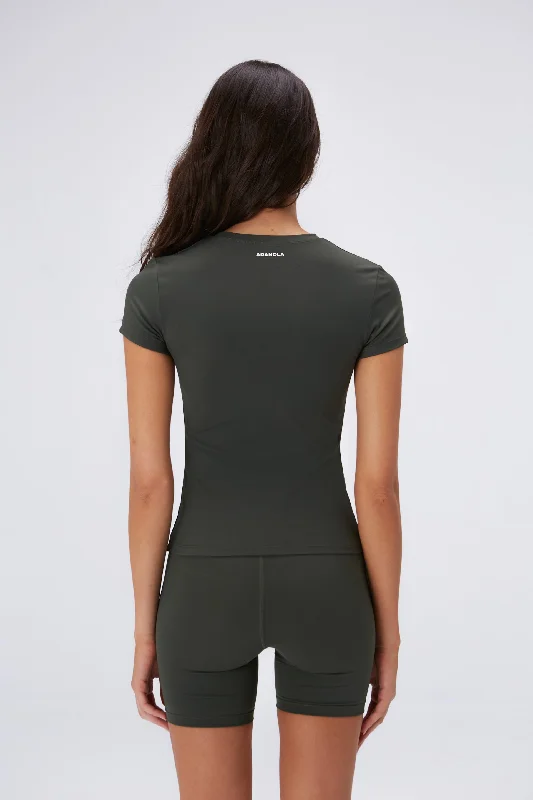 Ultimate Short Sleeve Longline Top - Dark Olive