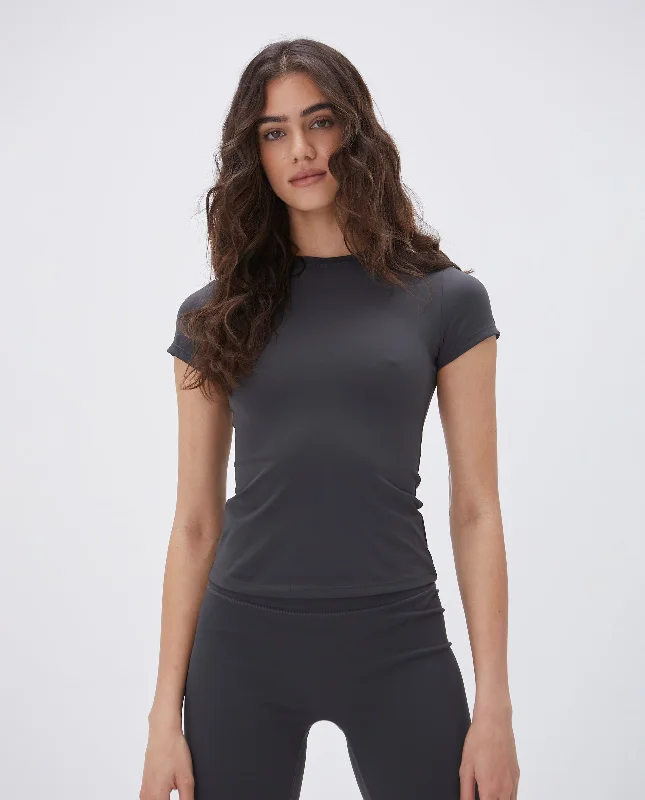 Ultimate Short Sleeve Longline Top - Graphite Grey