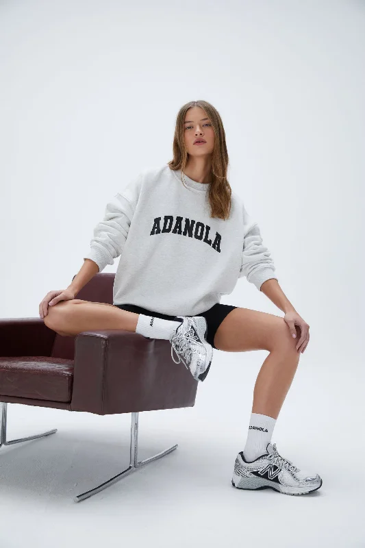 Varsity Oversized Sweatshirt - Light Grey Melange/Black