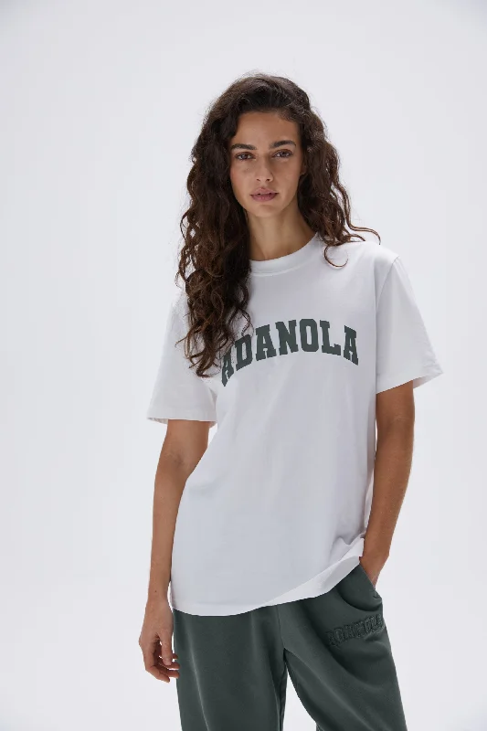 Varsity Oversized Short Sleeve T-shirt - White/Mineral Green